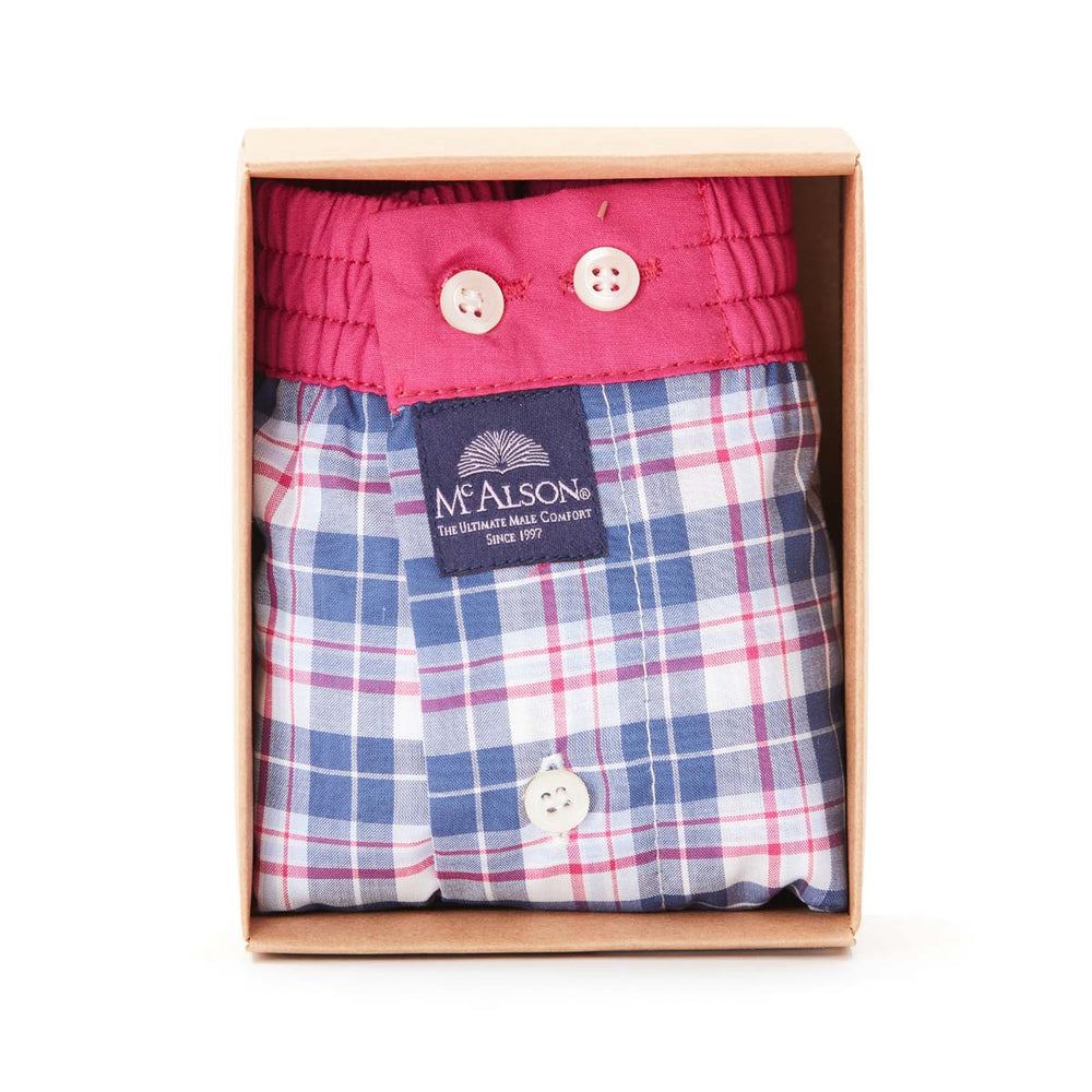 M4530 - Madras navy & fuchsia